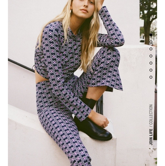 Zara Pants & Jumpsuits Zara Set Geometric Print Pants And Crop Top